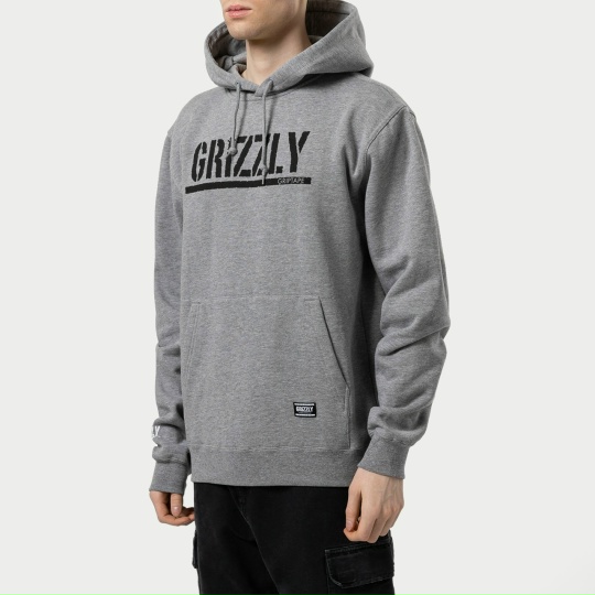 Толстовка GRIZZLY OG STAMP HOODIE HEATHER/BLACK