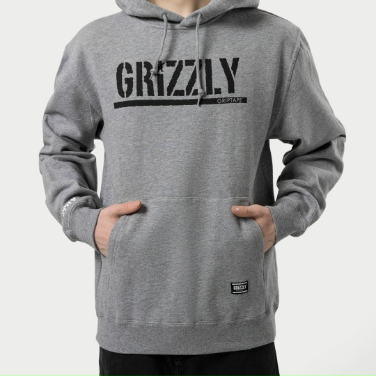 Толстовка GRIZZLY OG STAMP HOODIE HEATHER/BLACK