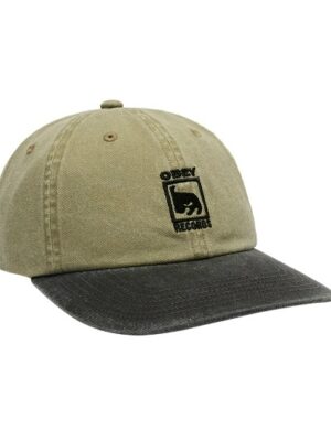 Кепка OBEY Pigment Obey Records 6 Panel Velcro Back Pigment Khaki Multi